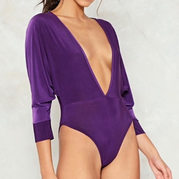 Nasty Gal Tops - Purple Nastygal Low-V Bodysuit Nasty Gal Tops - Purple Nastygal Low-V Bodysuit